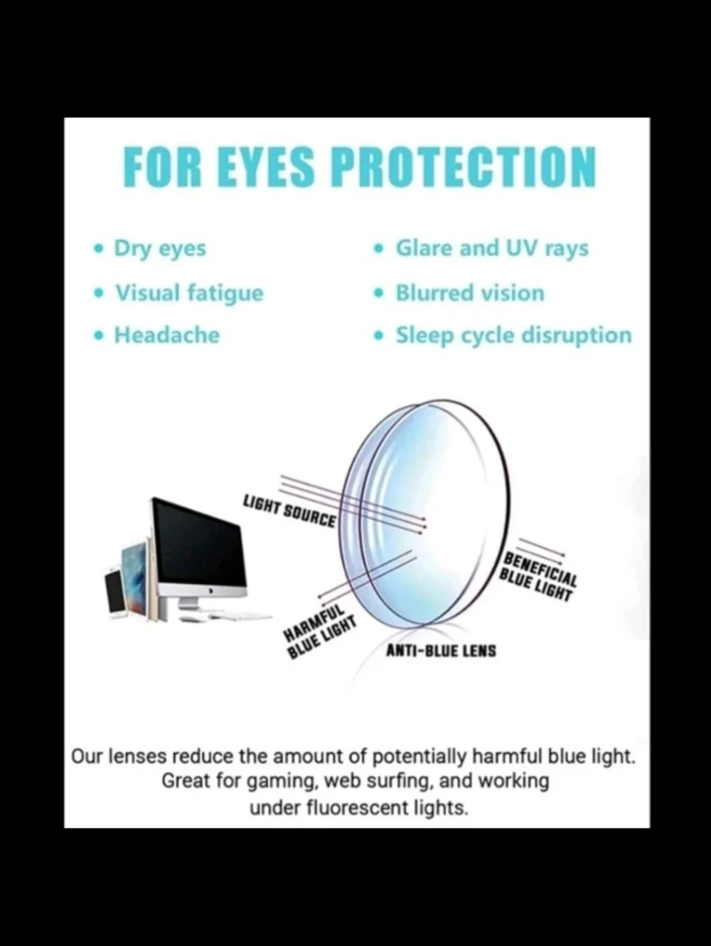 Blue Light Blocking Black Cat Eye Glasses NEW